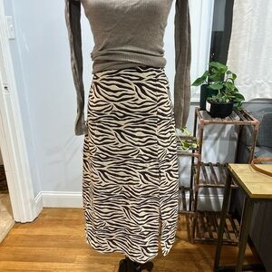Nasty Gal Zebra Print Midi Skirt